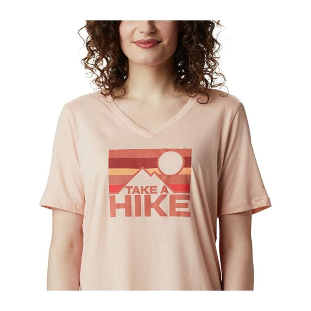COLUMBIA SPORTSWEAR CO. Womens Orange Short Sleeve V Neck T-Shirt Plus 1X